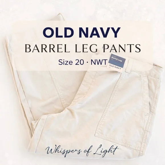 NWT Old Navy High Rise Barrel Leg Ankle Pants Cream Size 20 - Picture 1 of 5